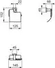 Papierrollenhalter von Ideal Standard, rechteckige Form mit Halterung, klare Linien, geeignet für Wandmontage, zeigt Maße und Längen in technischen Zeichnungen.
